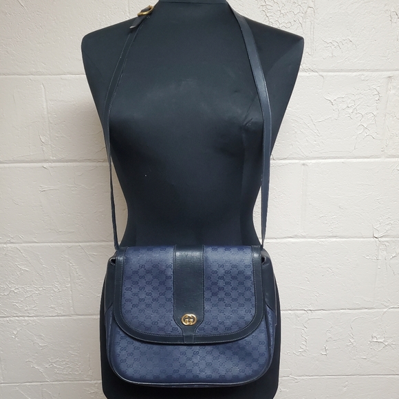 Gucci Handbags - Vintage Gucci Navy Micromonogram Canvas Crossbody